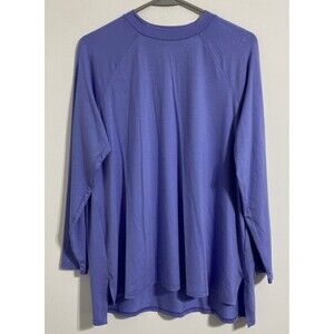 Eileen Fisher Shirt Women's S Raglan Sleeve Crewneck Purple Hydrangea Oversized
